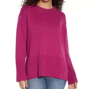 GAP Women's Magenta Crew Neck Long Sleeve Knit Sweater Medium